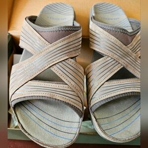 Merrell Women Slide Shoes Heather Bungee Brown Leather Slip On US Size 7 J36652